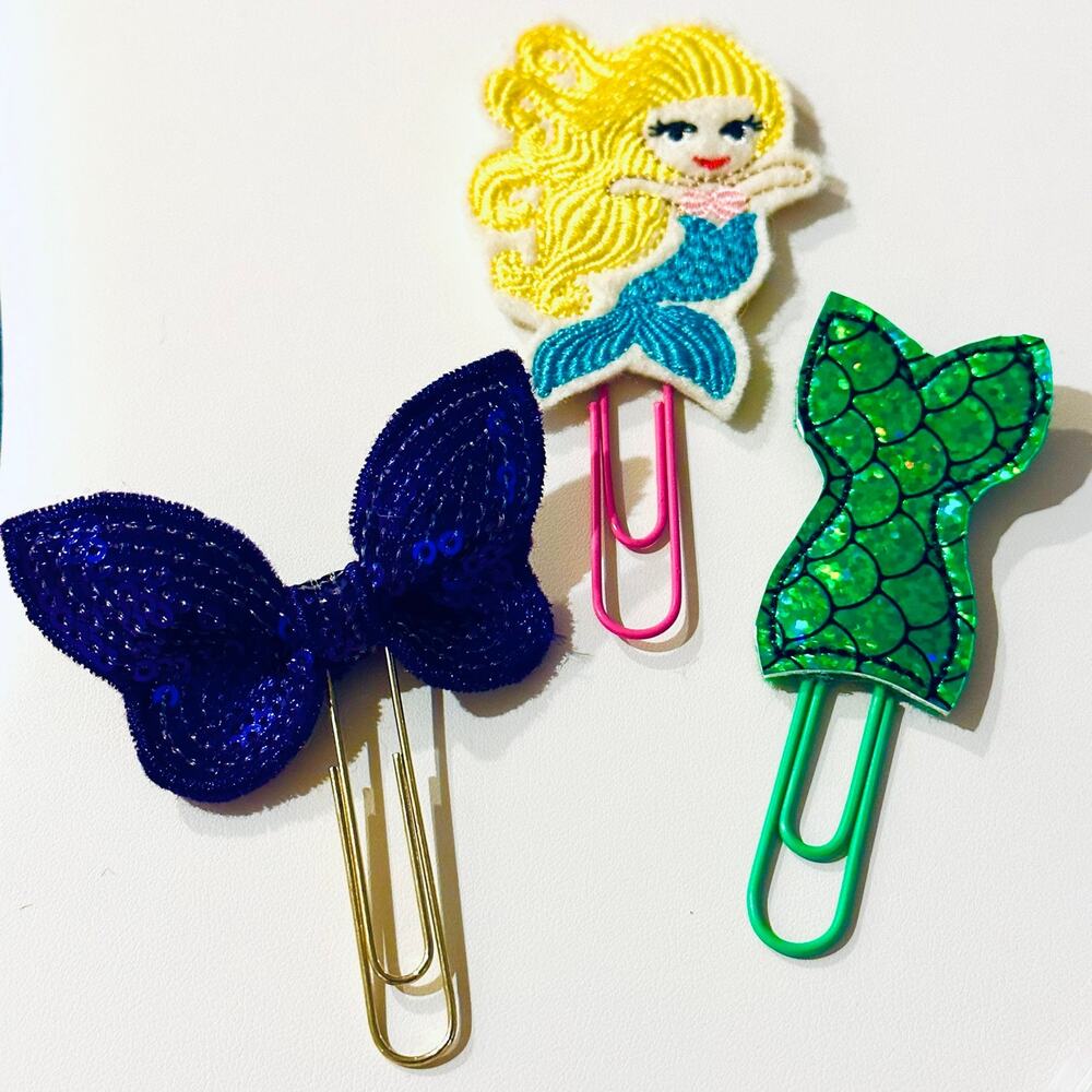 Pretty planner clips set of 3 mermaid